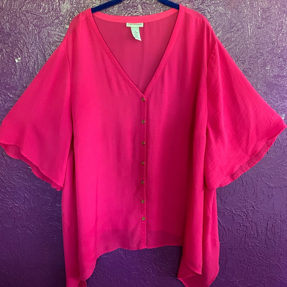 Catherine’s Hot Pink Button down Blouse 3x